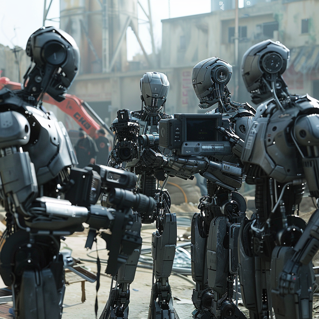 “Les robots se mettent au cinéma” (Qant, M. de R. avec Midjourney)