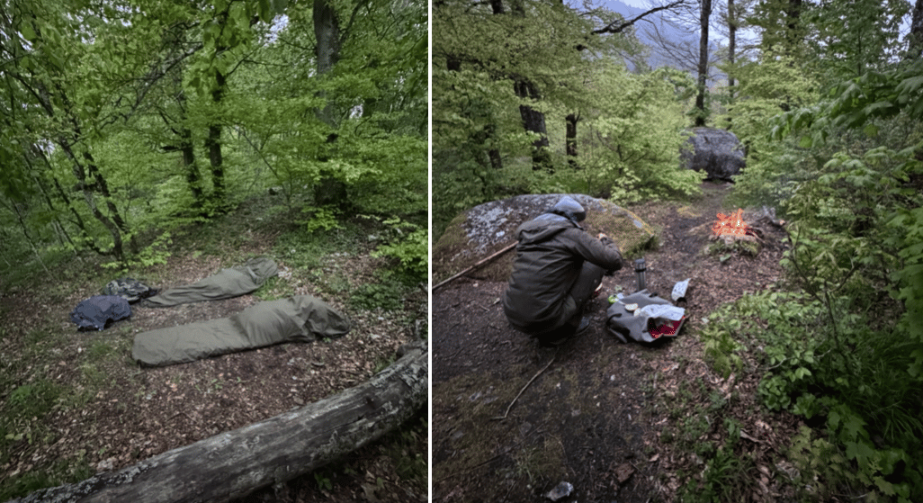 Notre campement pour une nuit à la belle étoile. La meilleure façon d'écouter les oiseaux chanter 