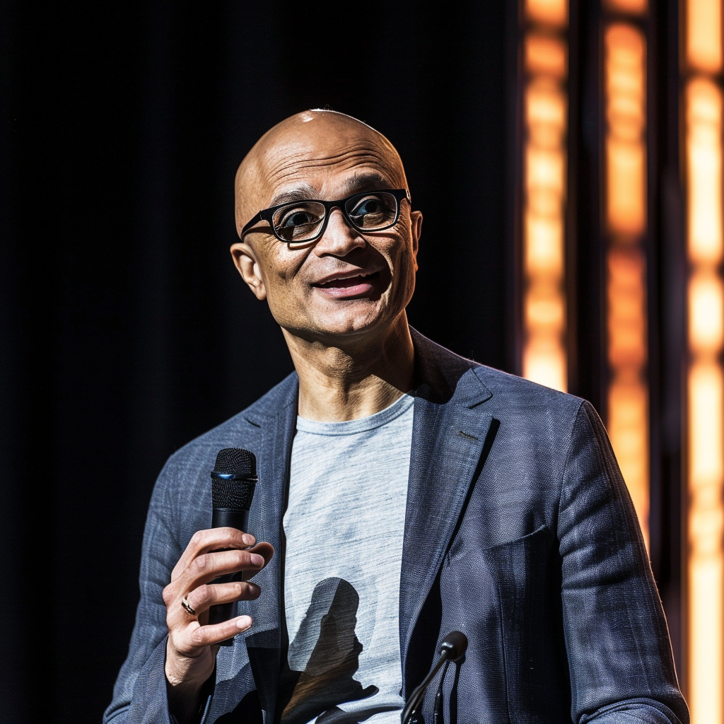 “Satya Nadella multiplie les annonces” (Qant, M. de R. avec Midjourney)