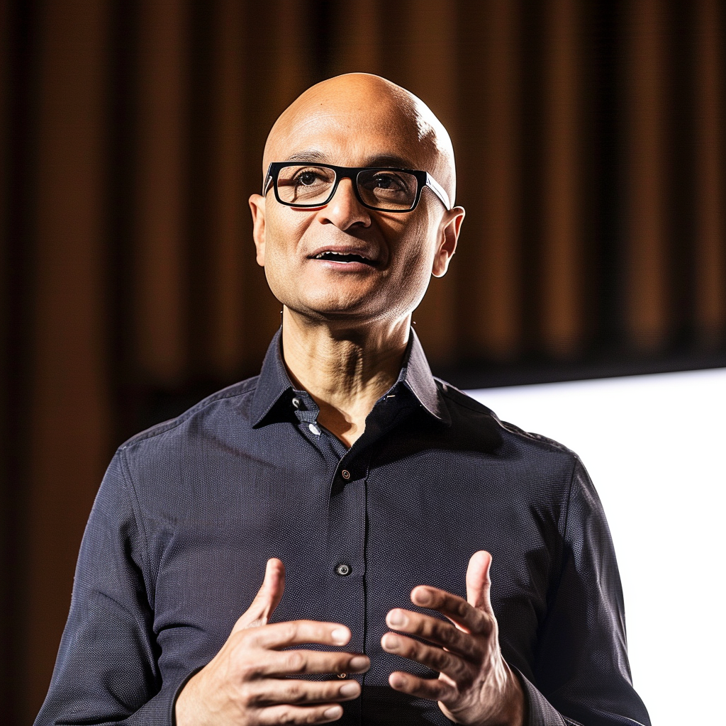 “Satya Nadella multiplie les annonces” (Qant, M. de R. avec Midjourney)