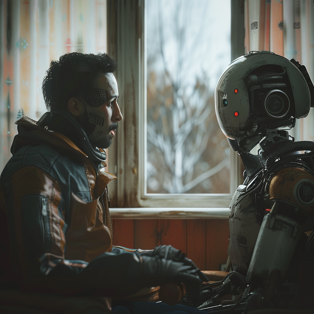 “Discussion avec mon compagnon IA” (Qant, M. de R. avec Midjourney)