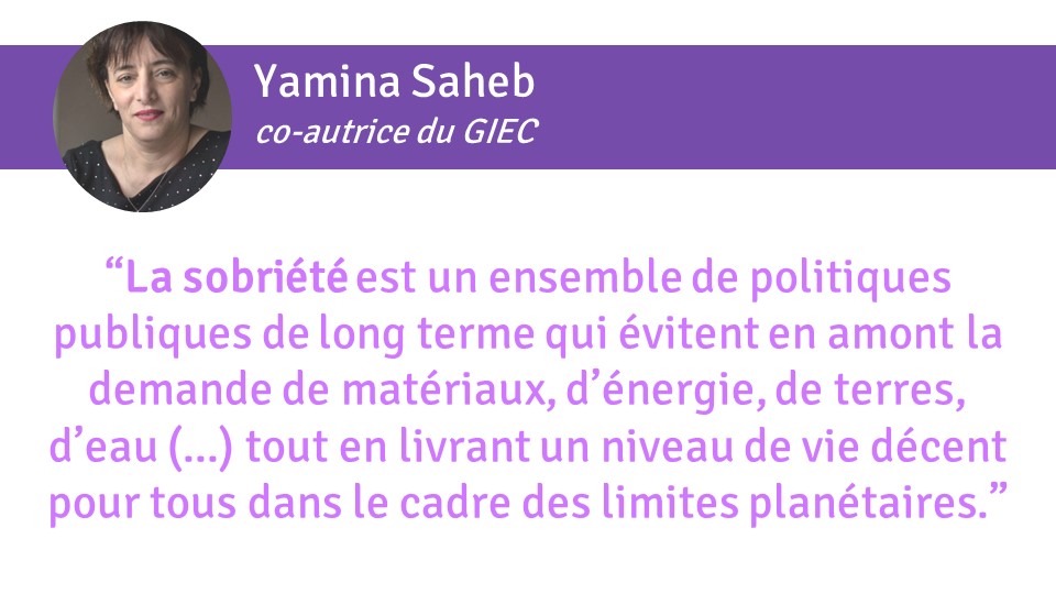 Source: Entretien avec Yamina Saheb « Quand on n’aura plus à manger, la sobriété s’imposera à nous » (Reporterre, 09/04/2024)