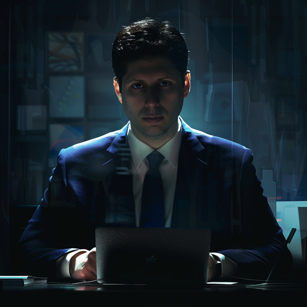 “Les mystères de Sam Altman” (Qant, M. de R. avec Midjourney)