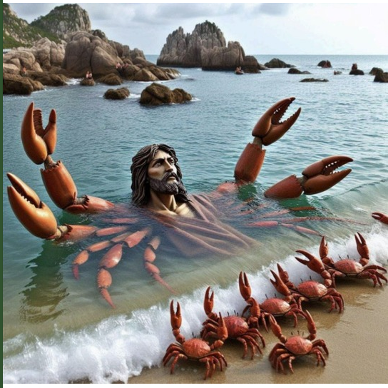 Le Christ en crabes, thème de nombreuses images créées par IA sur Facebook