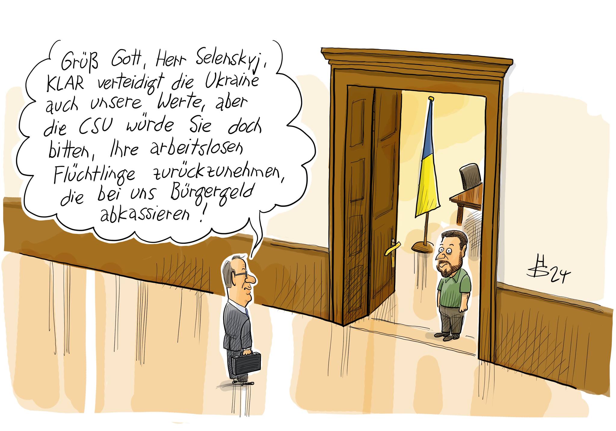 Dobrindt CSU : "Bonjour M. Zelensky, bien sûr, l'Ukraine défend nos valeurs mais la CSU vous prie de reprendre vos réfugiés au chômage qui touchent l'aide sociale chez nous"