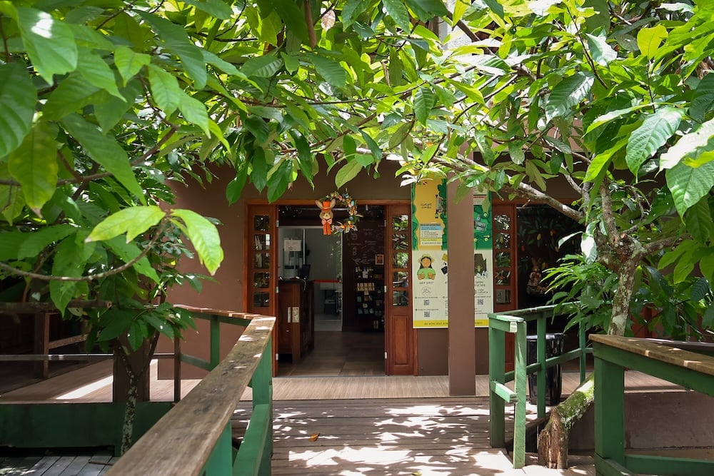 La boutique, située à l'entrée de la fabrique, au milieu de la plantation (c) Dany Neves pour Station Amazonie