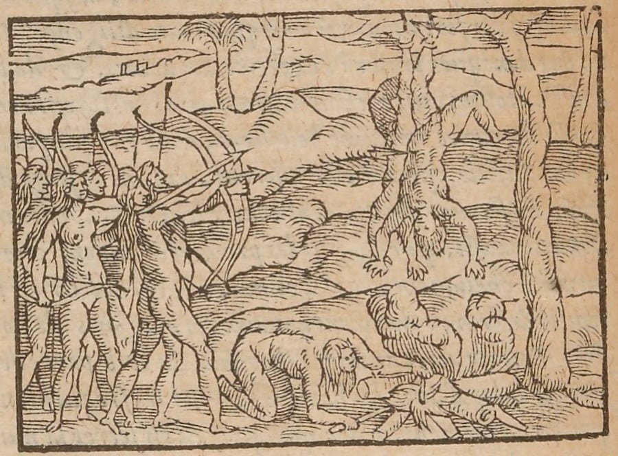 Gravure d'André Thévet publiée dans Les Singularités de la France antarctique (1557)