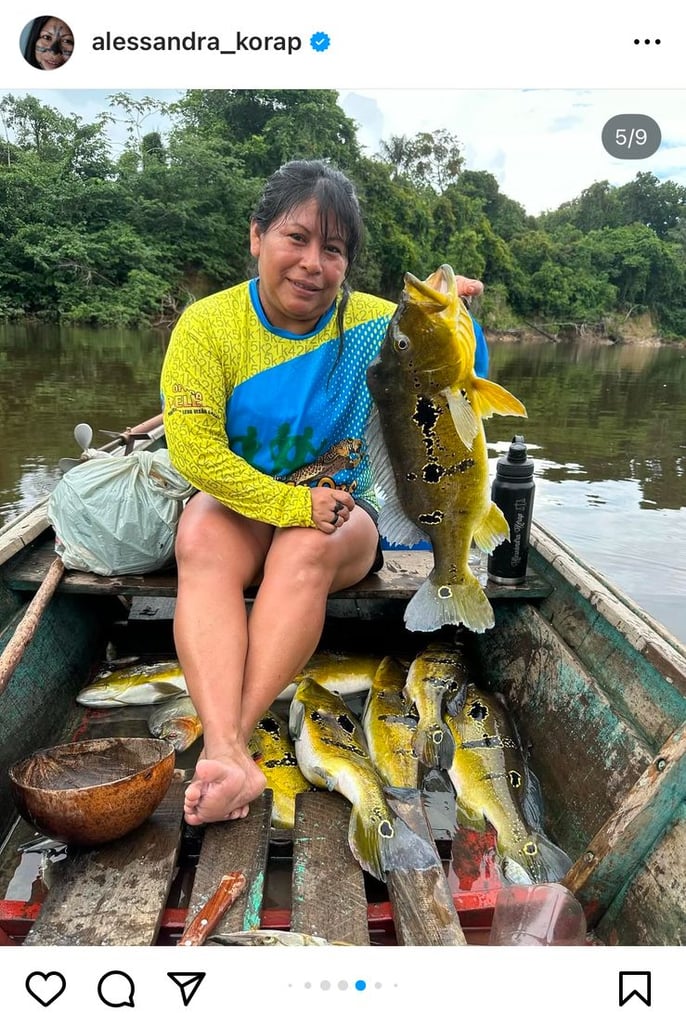 La pêche au tucunaré (c) Instagram d'Alessandra Korap Munduruku
