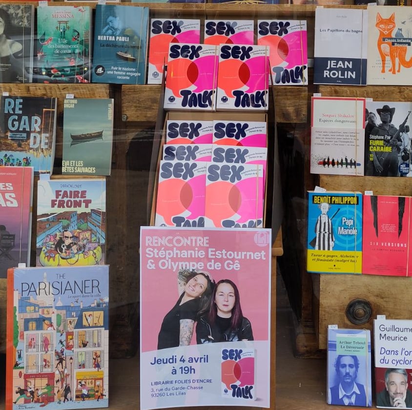 Le 4 avril, à la librairie Folies d'encre, aux Lilas (Seine-Saint-Denis). 