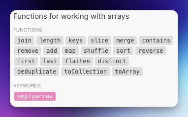 Fonctions d'array sur Make