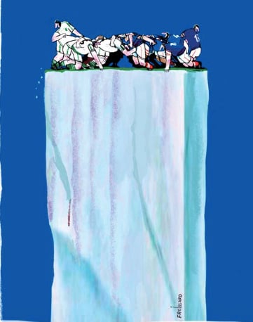 Caricature de Frossard, le jeu à la merci de l’enjeu