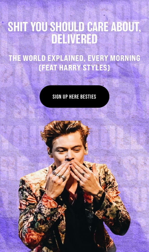 Harry Styles vous envoie des bisous. 