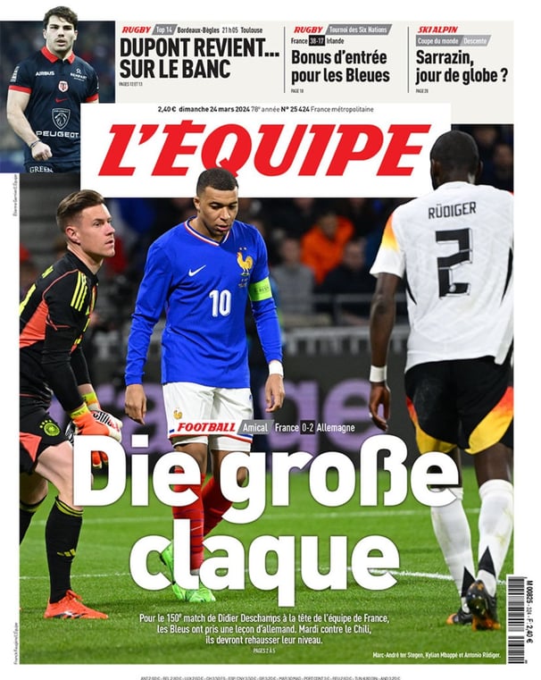 Leçon d'allemand pour les Bleus il y a dix jours d'après "L'Equipe"