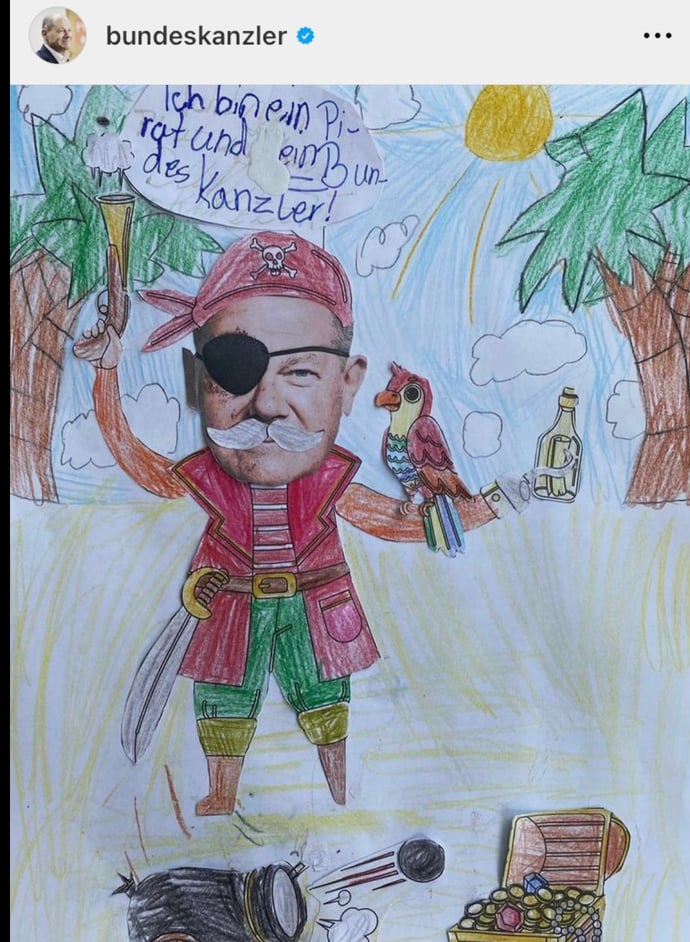 Un petit garçon a envoyé ce dessin à 0laf Scholz : "Je suis un pirat et un chancelier"