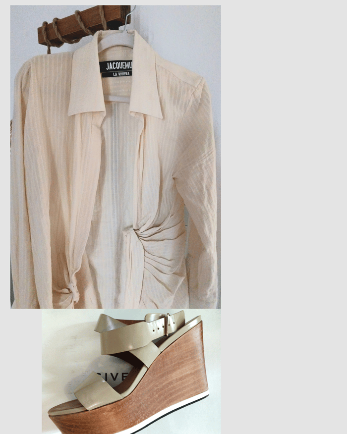 Robe chemise Jacquemus La Riviera, Chaussure Givenchy 
