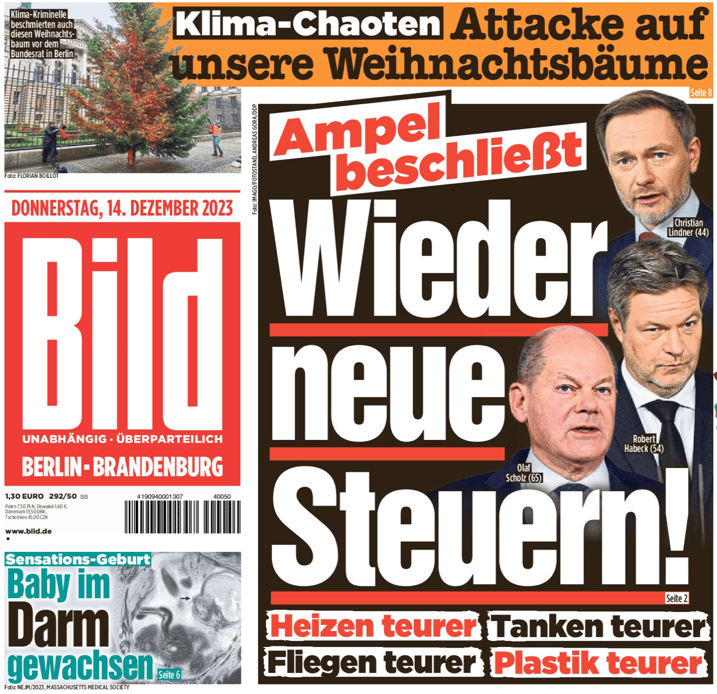 "Encore de nouveaux impôts" dénonce le quotidien populiste