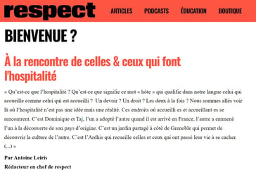 Capture d'écran de la page d'accueil du site internet de Respect