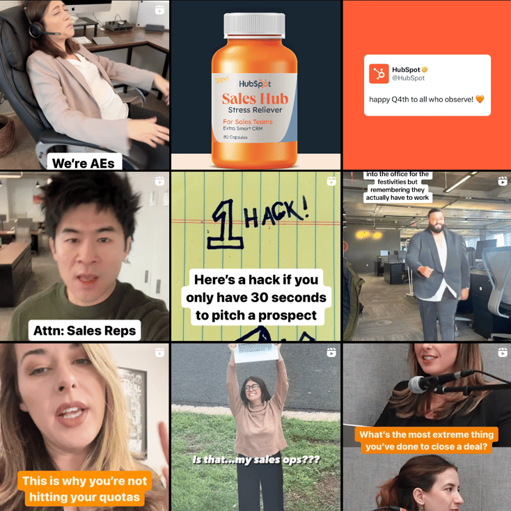 Compte Instagram d'Hubspot en 2024