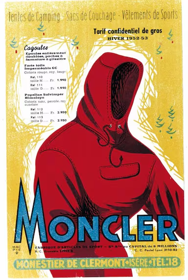 Publicité Moncler, 1952-1953.
