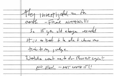 © Gouvernement américain, La lettre de suicide de Jeffrey Epstein