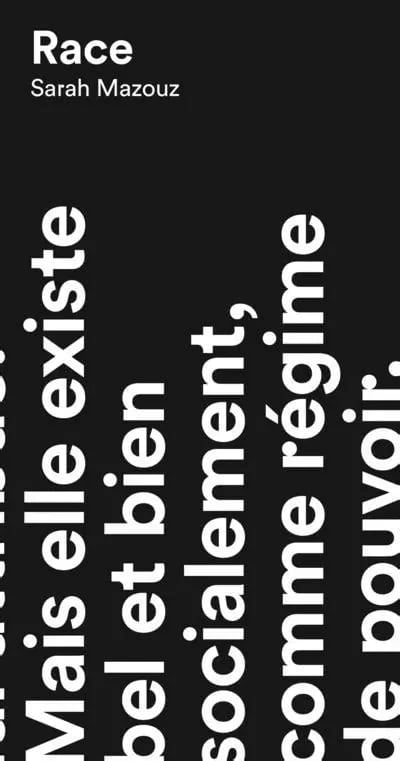 Race de Sarah Mazouz (éditions Anamosa).