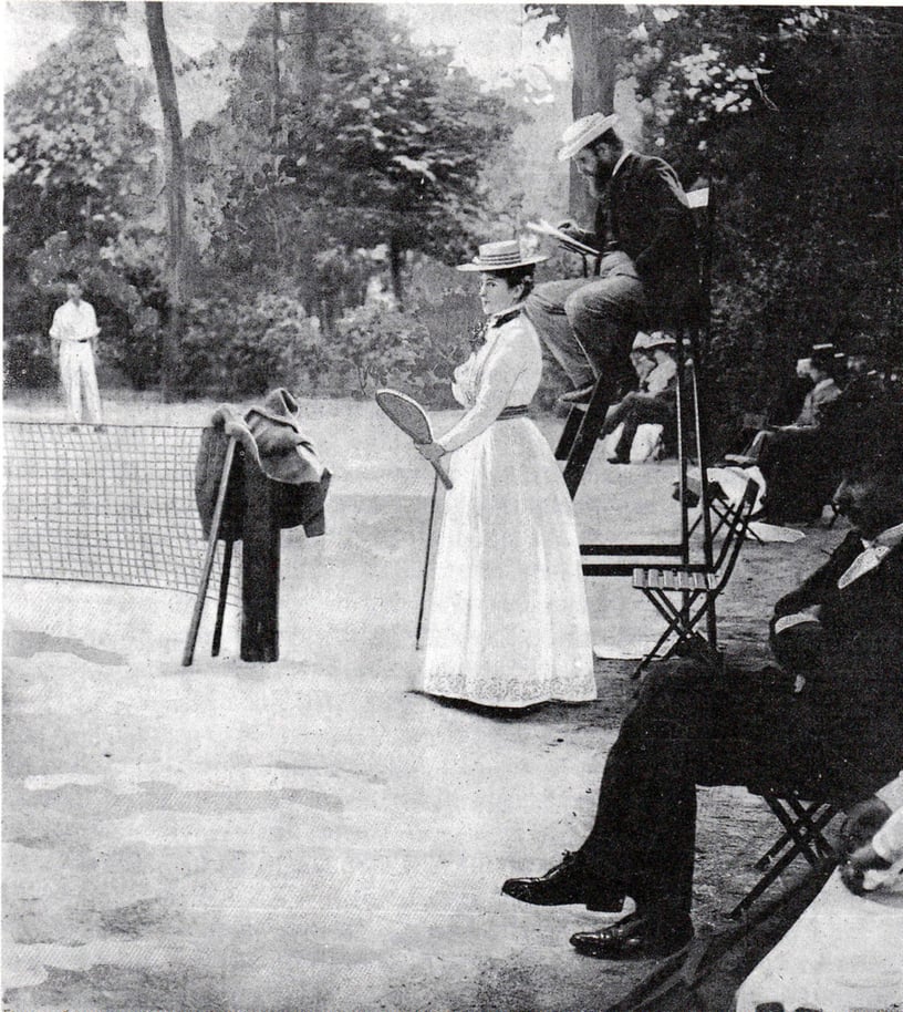 Tennis, épreuve féminine, JO de Paris, 1900.