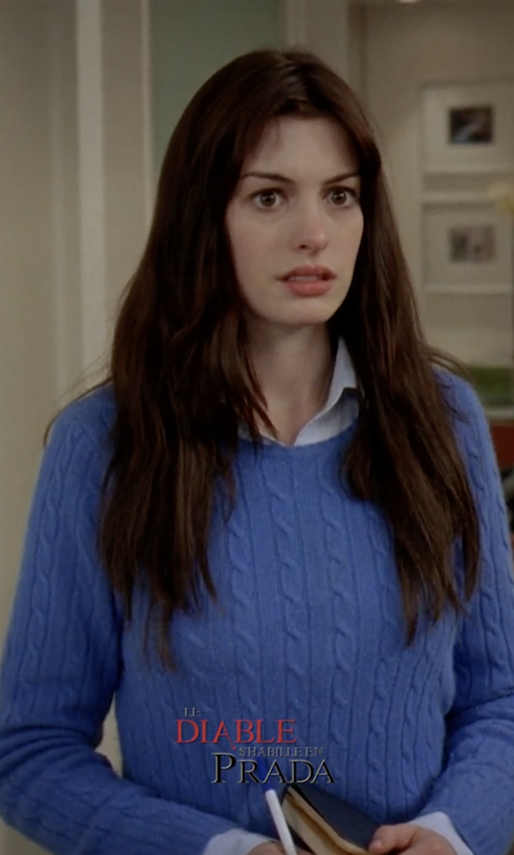 ”ce pull n'est pas juste bleu, il n'est ni turquoise, c'est un pull que l'on appelle céruléens”