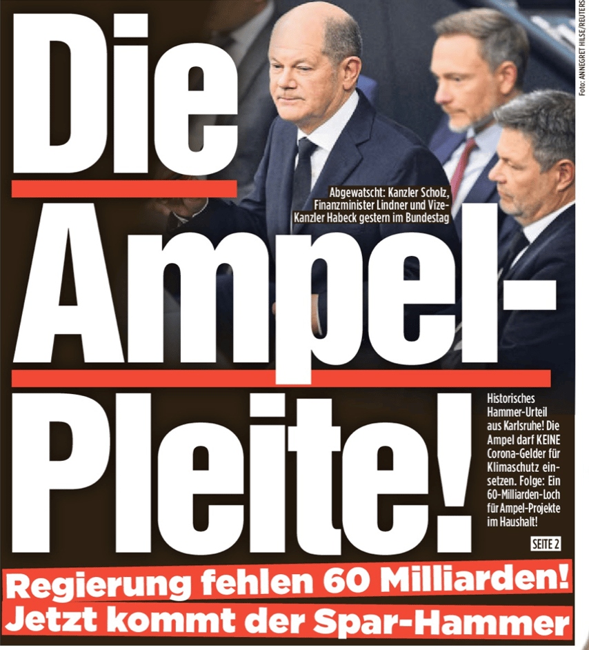 "La faillite de la coalition feu tricolore" pour le quotidien "Bild Zeitung"