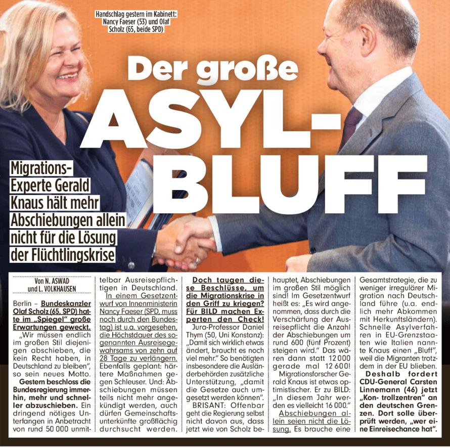 Pour le quotidien "Bild Zeitung", le nouveau projet de loi n'est qu'un "grand bluff"