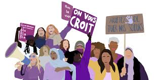 Illustration du collectif #NousToutes  pour l'appel à une manifestation féministe, afroféministe, transféministe, handiféministe le 25 novembre 2023