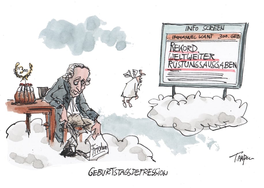 "Dépression d'anniversaire pour l'auteur de "Essai sur la paix perpétuelle" alors que les infos annoncent un record des dépenses d'armements