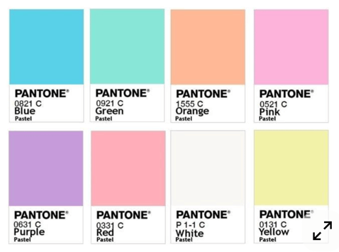 Exemples de couleurs Pantone pastels
