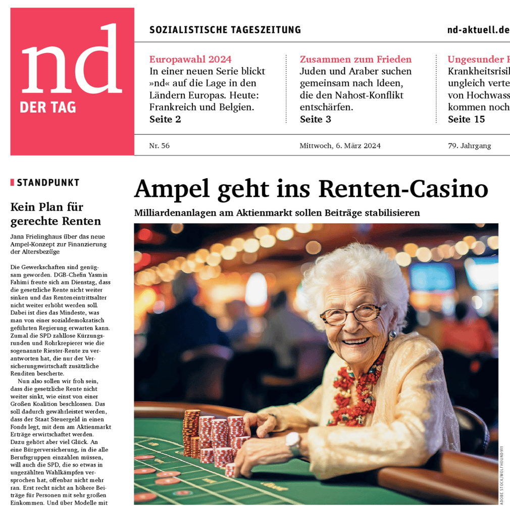 "Le gouvernement pour les retraites casino"