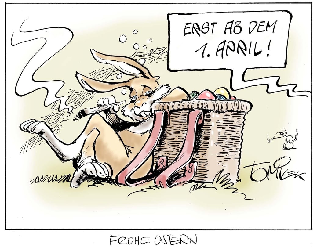 "Joyeuses Pâques. Ce lièvre qui livre en Allemagne les oeufs de Pâques n'était pas très performant