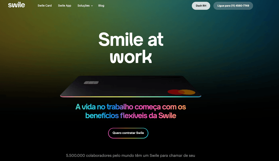 Le site web de Swile en portugais
