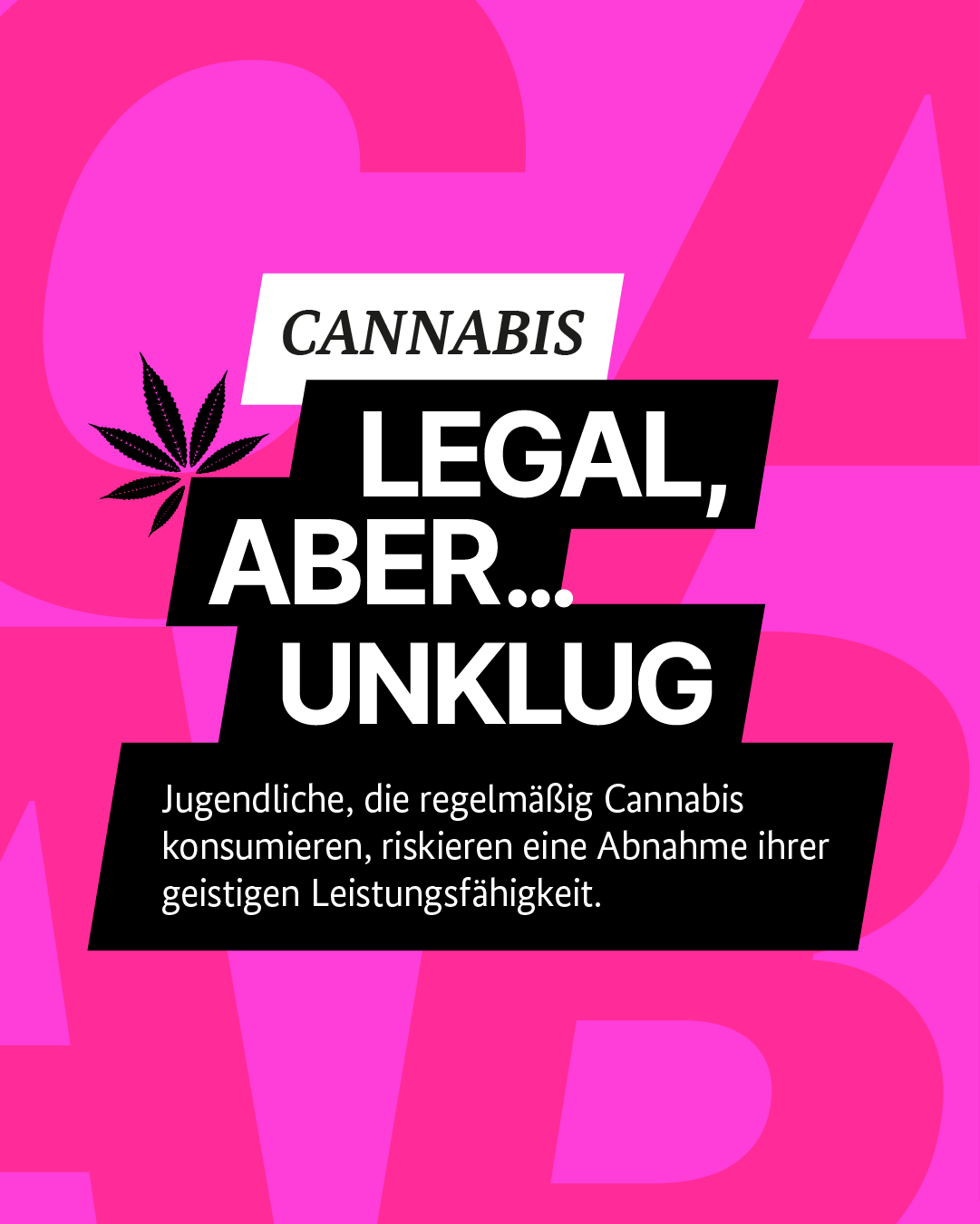 "Le cannabis c'est légal mais pas très fûté. Les jeunes qui en consomment risquent de perdre une partie de leur capacité cérébrale"
