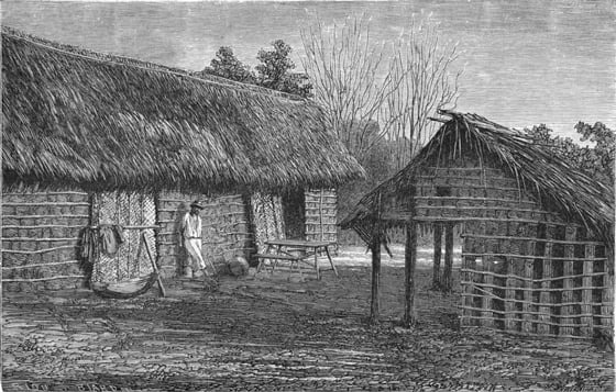 Habitat typique de la population rurale de la Province du Grao Para, croquis de M. Biard, 1862