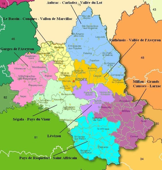 Carte de l'Aveyron (Source : cartocistes.free.fr)