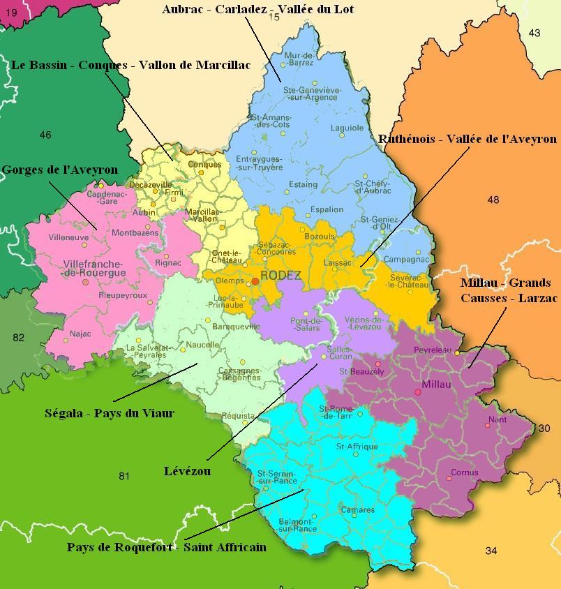 Carte de l'Aveyron (Source : cartocistes.free.fr)