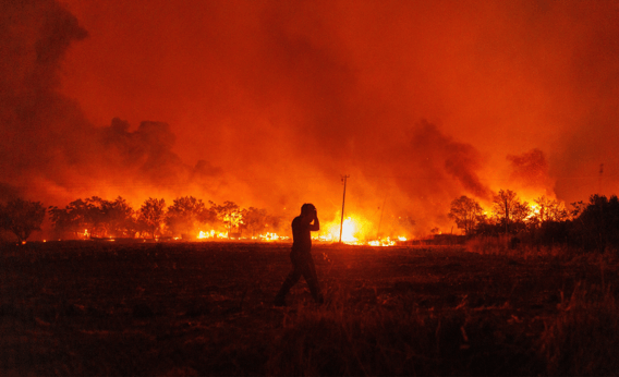 A wildfire in Avantas, near Alexandroupolis, in the northeastern Evros region of Greece, August 21, 2023. (AP Photo, A. CHIRAS)