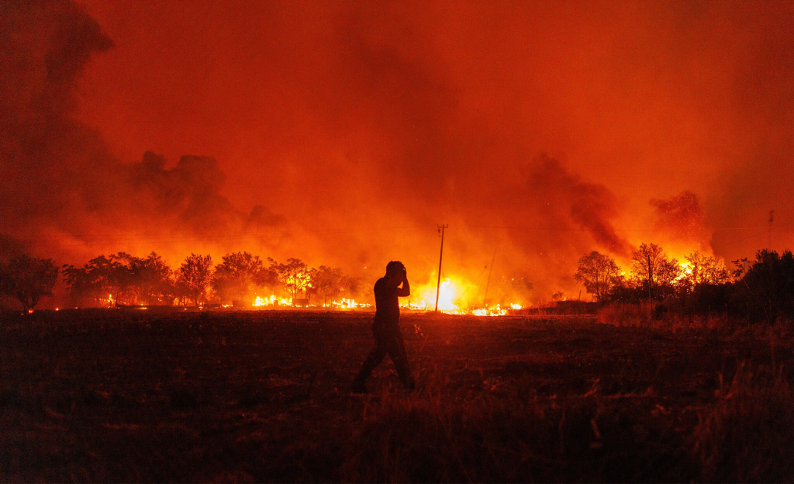 A wildfire in Avantas, near Alexandroupolis, in the northeastern Evros region of Greece, August 21, 2023. (AP Photo, A. CHIRAS)