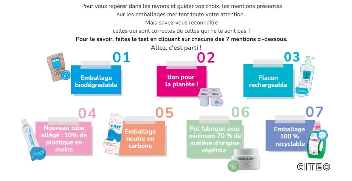 Le quizz CITEO pour s'y retrouver dans les mentions ... trier le bon grain de l'ivraie... DR