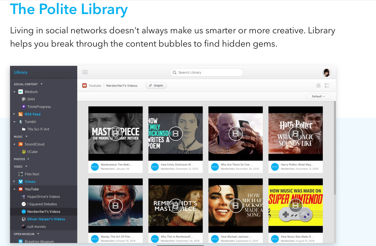 Polite is your personal corner on the web to organize your content and your culture