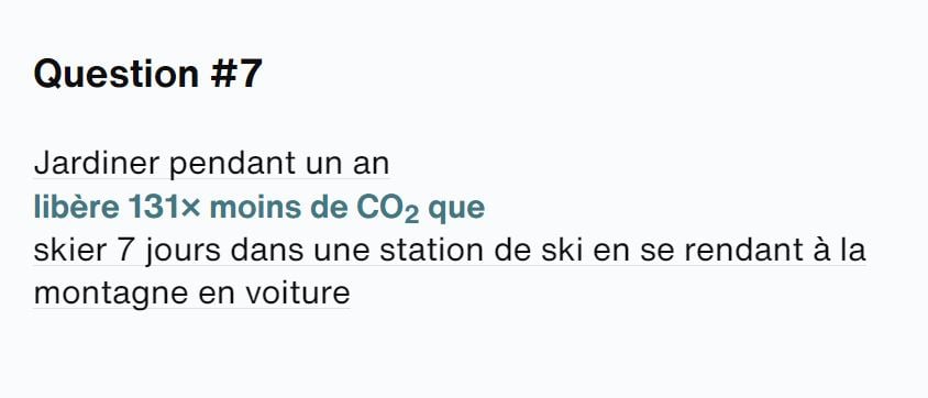 Spoiler pour la question 7 : mieux vaut jardiner que skier !