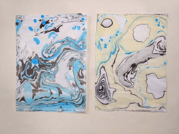 Suminagashi sur papier de riz ©flextiles
