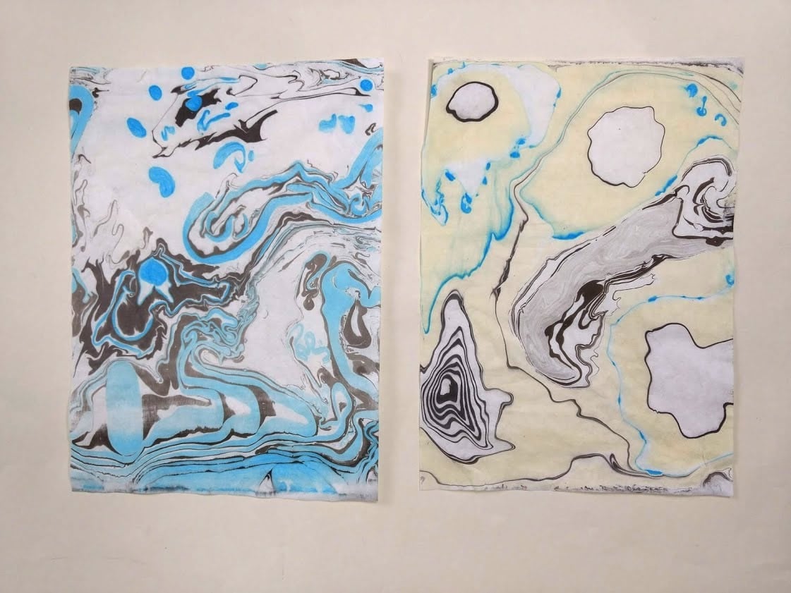 Suminagashi sur papier de riz ©flextiles