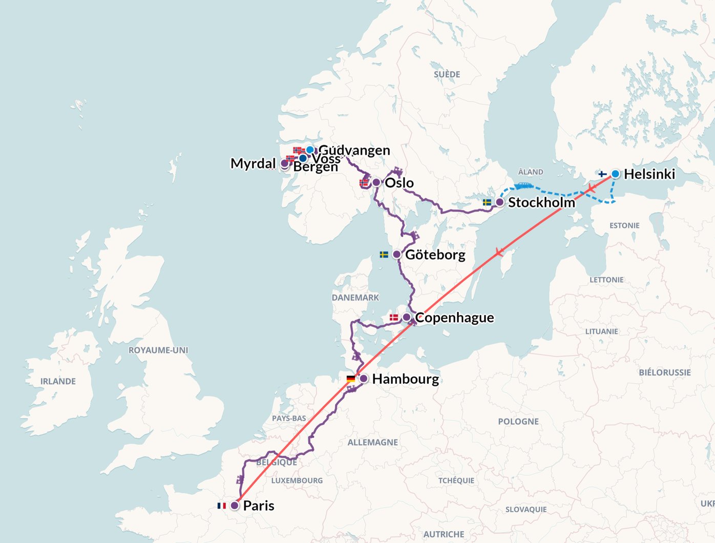 l'ensemble du voyage