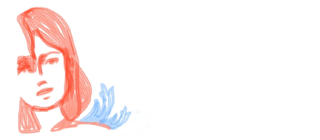 Visage rouge et vague, dessin inspiré de la consigne créative.