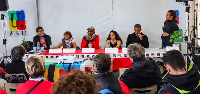 De gauche à droite : Pascal, Catherine, Hani, Afraa, Bruno et Clothilde