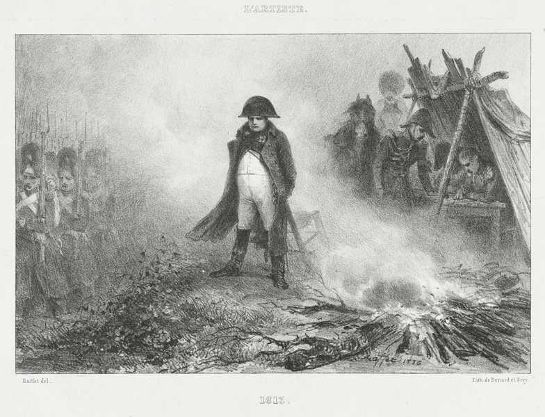 1813 : lithographie d'Auguste Raffet. Crédits : Musée d'Art du comté de Los Angeles, Public domain, via Wikimedia Commons